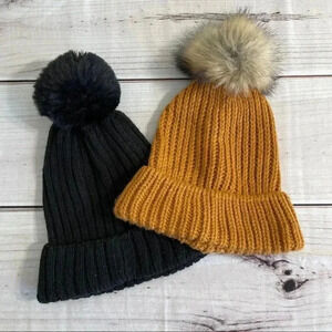 Winter Ribbed Knit Hats Primark Atmosphere Black Mustard